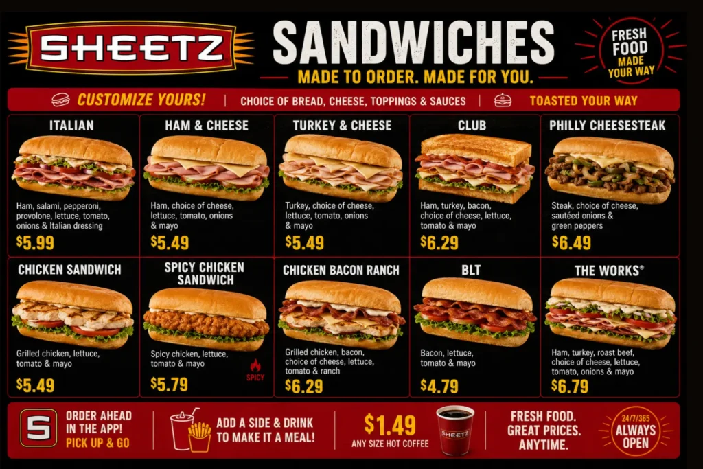 Sheetz Breakfast Menu 2026 | Deal, Combo Hours & Prices 10 Sheetz Sandwiches Menu