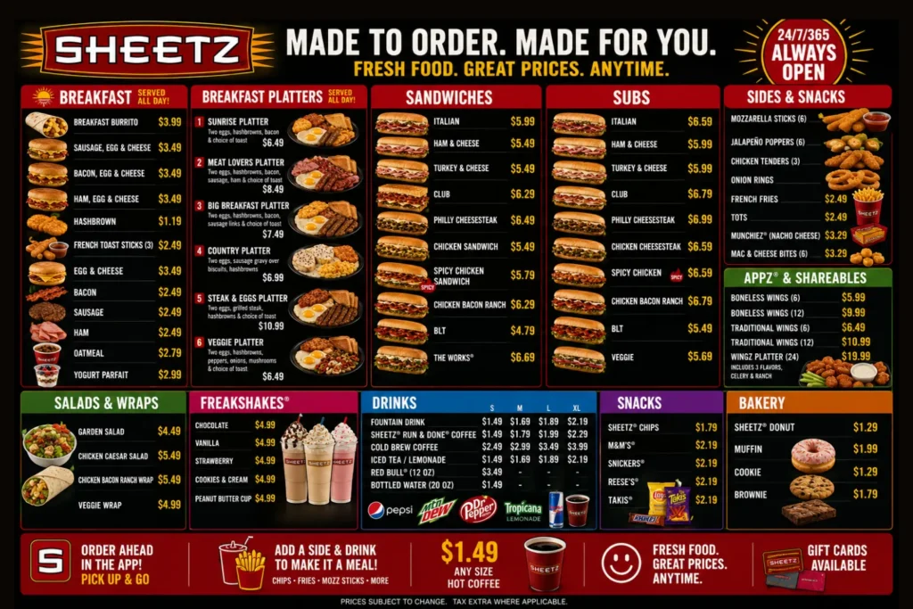 Sheetz Breakfast Menu 2026 | Deal, Combo Hours & Prices 9 Sheetz Subs Menu