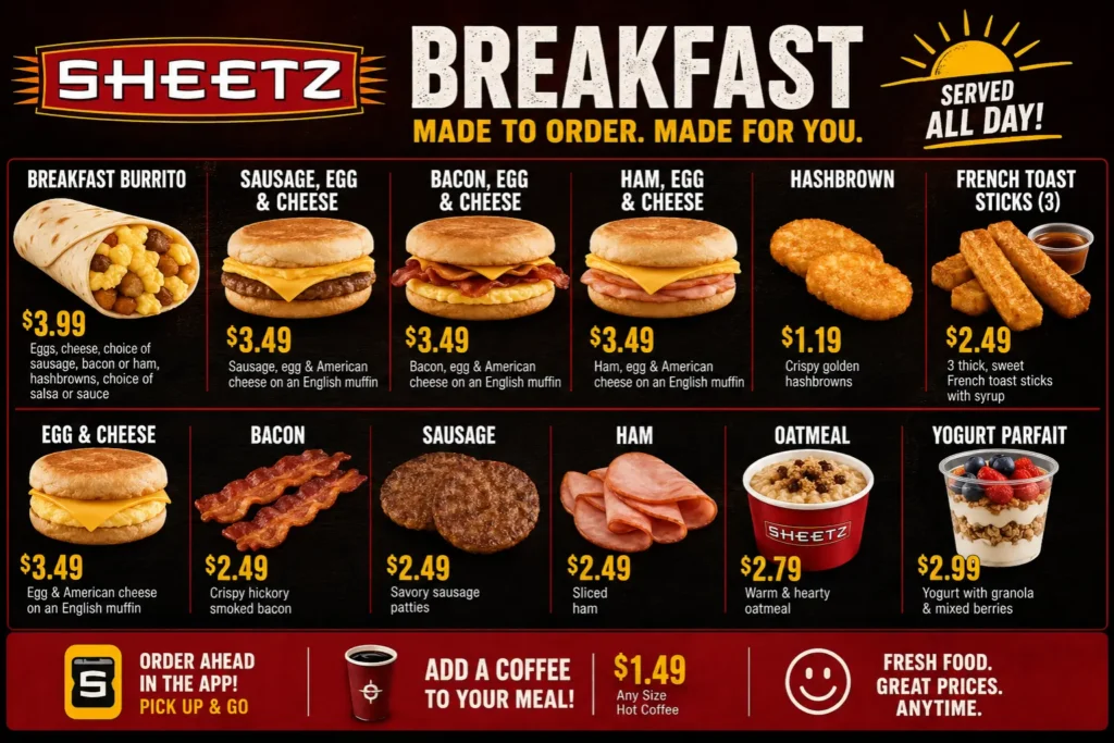 Sheetz Breakfast Menu 2026 | Deal, Combo Hours & Prices 7 Sheetz Breakfast Menu